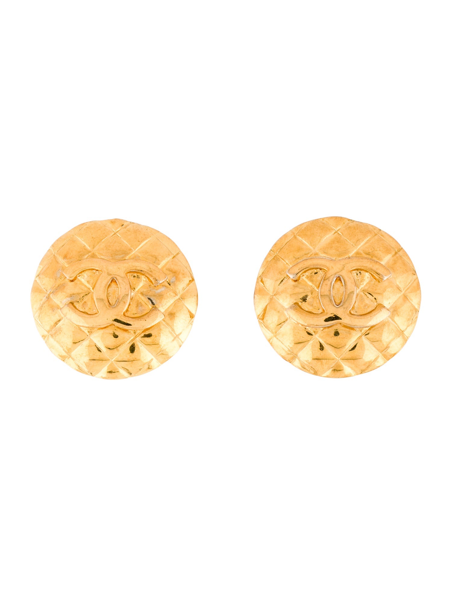 Chanel Vintage CC Quilted Clip-On Earrings