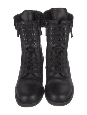 Chanel Interlocking CC Logo Leather Combat Boots