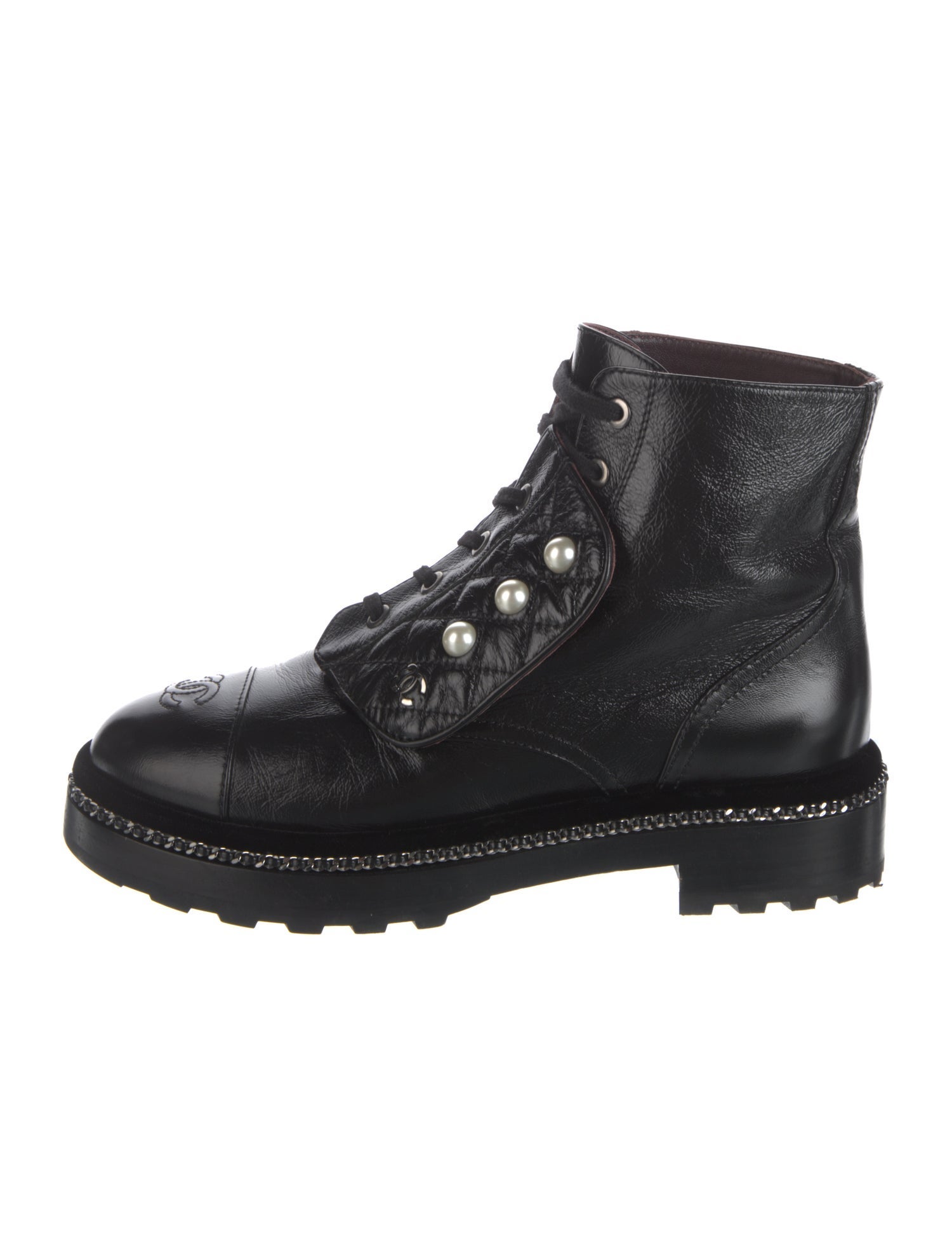 Chanel 2018 Interlocking CC Logo Combat Boots