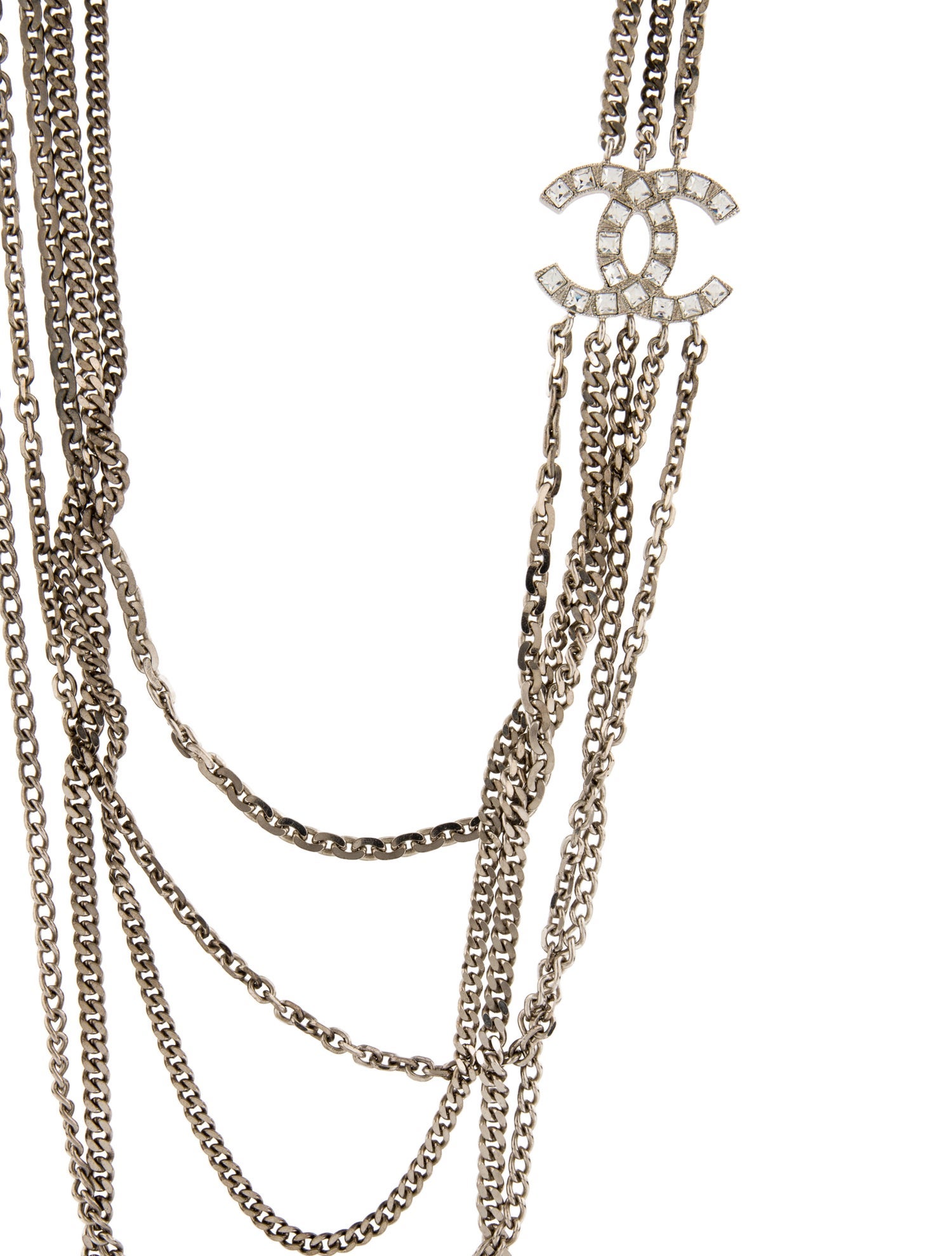 Chanel Strass Shield CC Long Multistrand Necklace