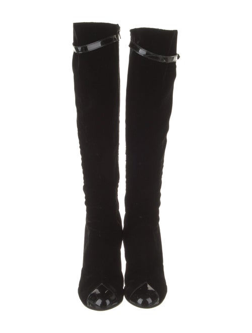 Chanel Interlocking CC Logo Velvet Boots