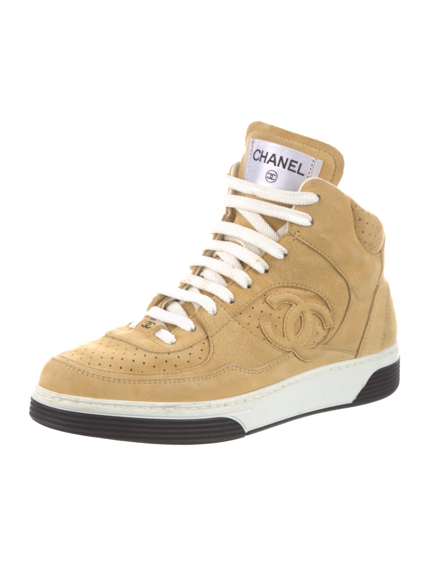 Chanel Interlocking CC Logo Suede Sneakers