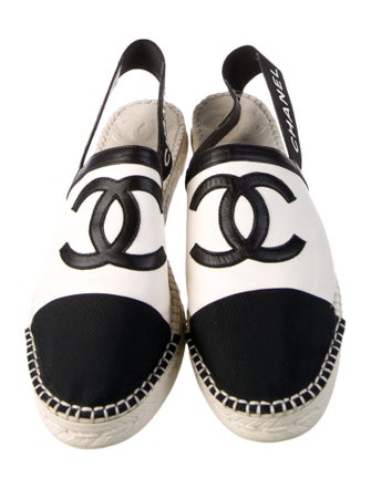 Chanel Interlocking CC Logo Leather Espadrilles