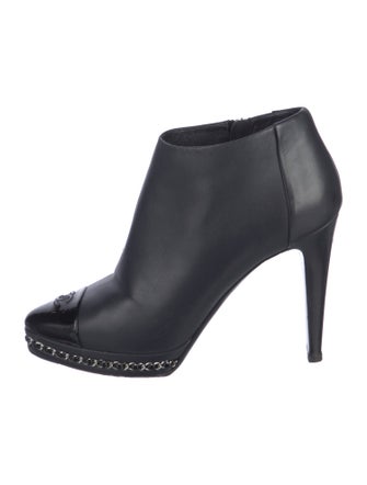 Chanel Chain-Link Accent Lambskin Boots