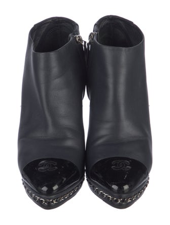 Chanel Chain-Link Accent Lambskin Boots