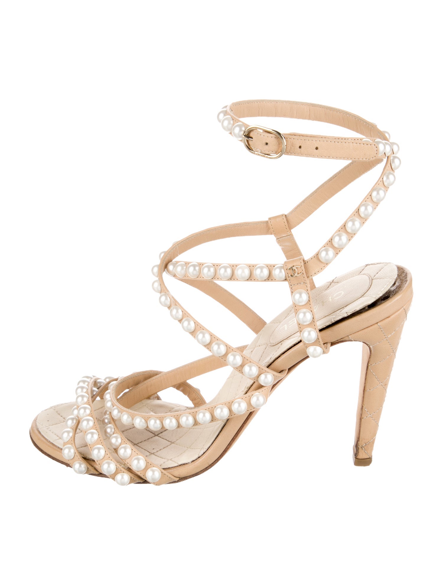 Chanel Interlocking CC Logo Leather Sandals