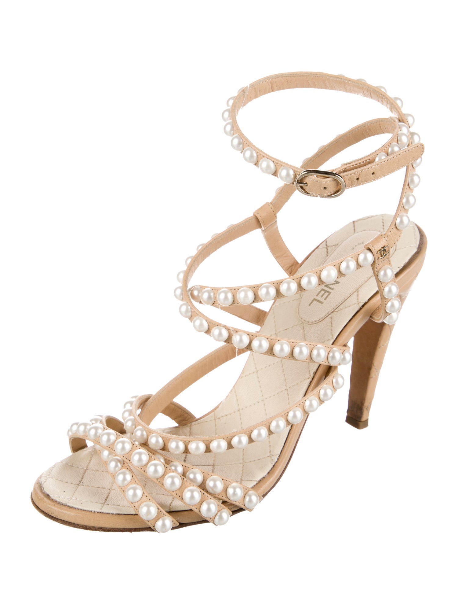 Chanel Interlocking CC Logo Leather Sandals