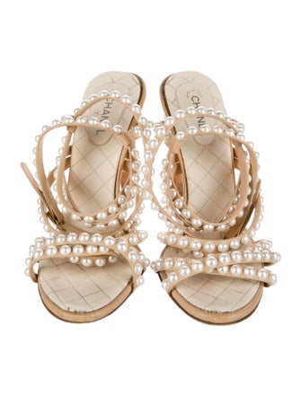 Chanel Interlocking CC Logo Leather Sandals