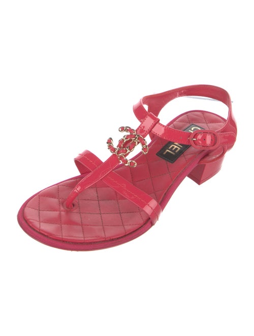 Chanel 2023 Interlocking CC Logo T-Strap Sandals