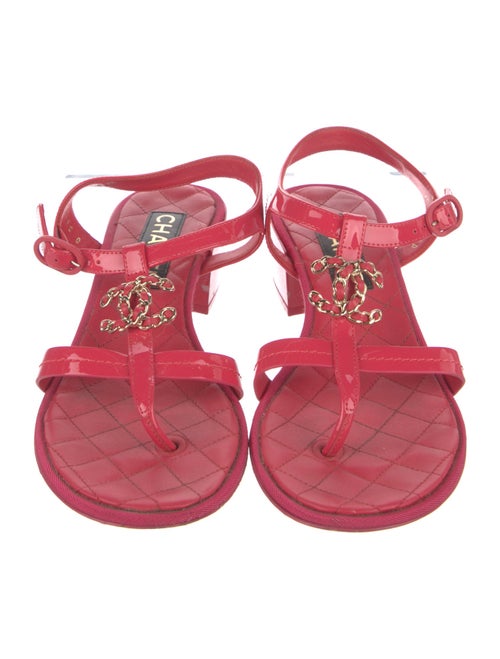 Chanel 2023 Interlocking CC Logo T-Strap Sandals