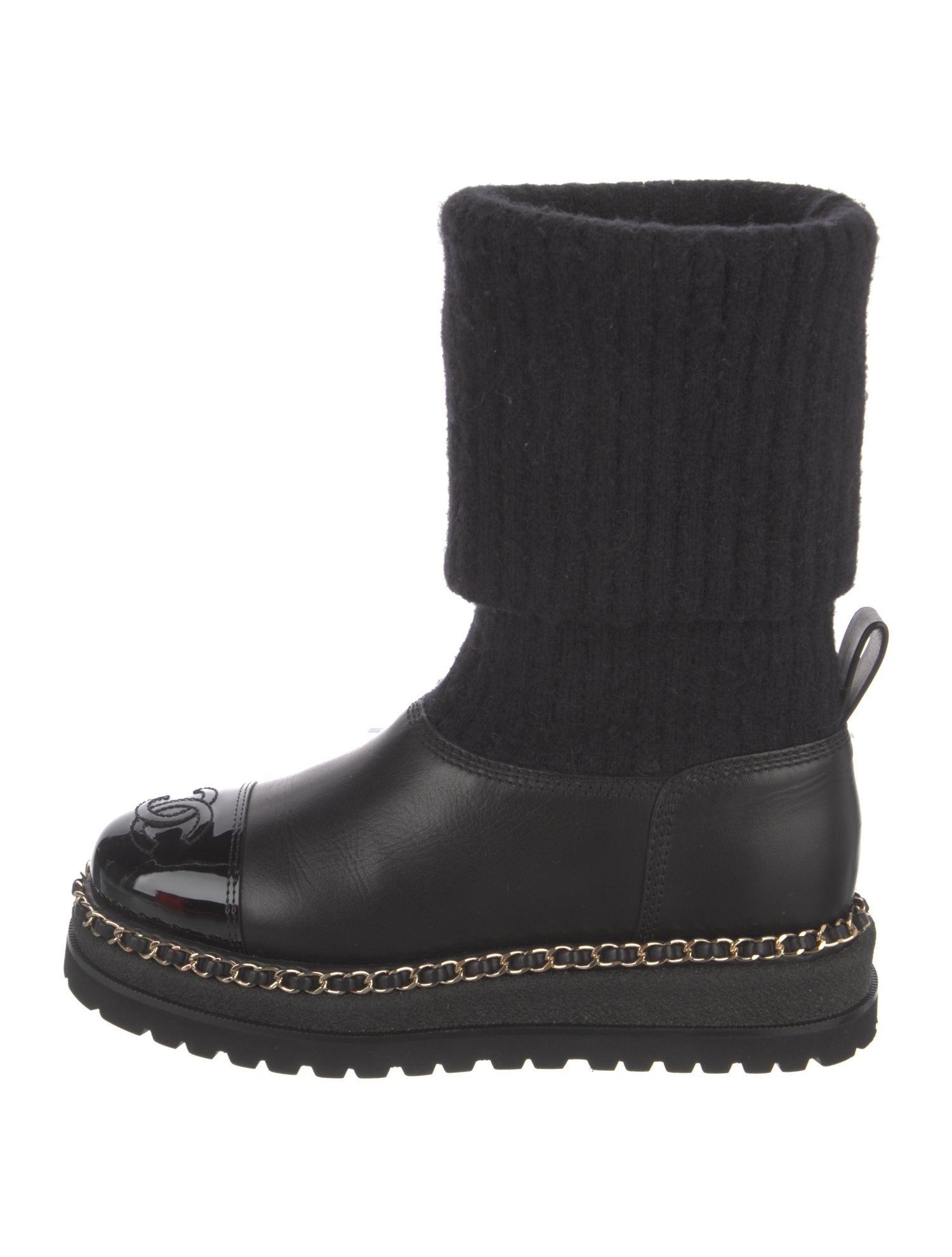 Chanel Interlocking CC Logo Wool Rain Boots