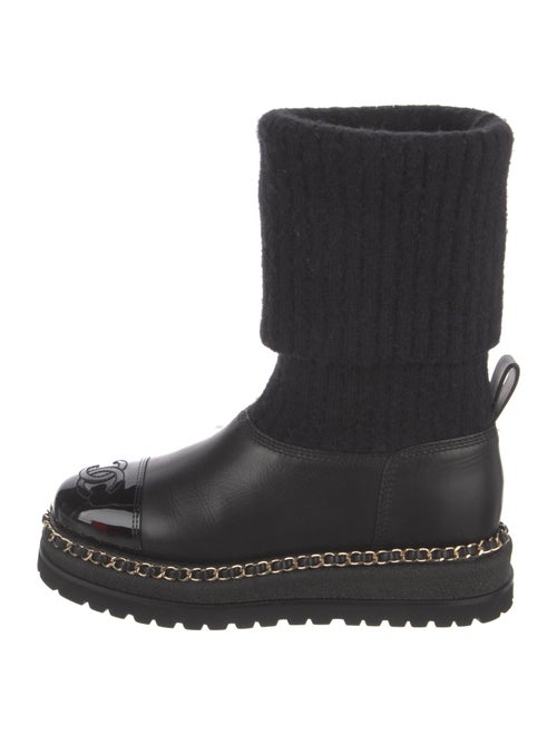 Chanel Interlocking CC Logo Wool Rain Boots