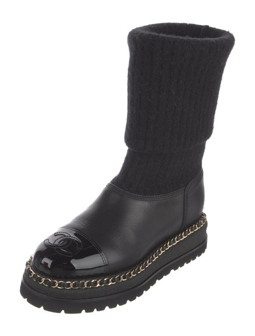 Chanel Interlocking CC Logo Wool Rain Boots