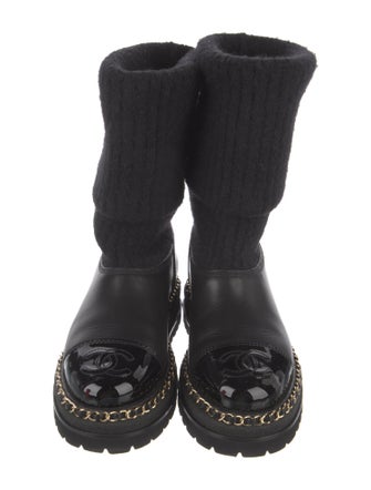 Chanel Interlocking CC Logo Wool Rain Boots