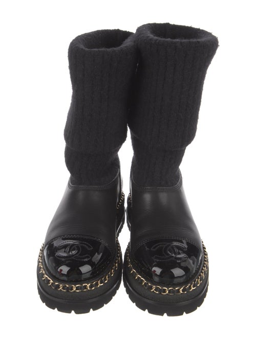 Chanel Interlocking CC Logo Wool Rain Boots