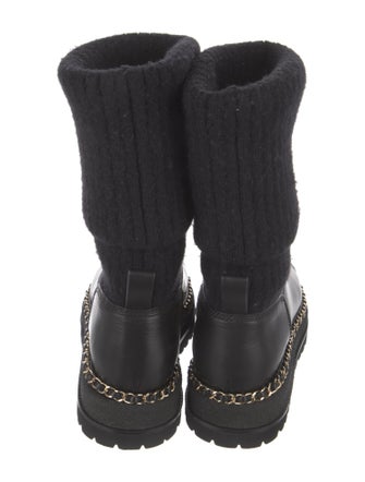 Chanel Interlocking CC Logo Wool Rain Boots