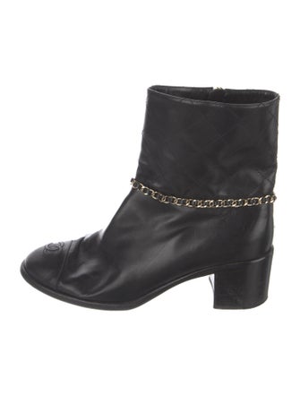 Chanel Calfskin Chain-Link Accents Boots