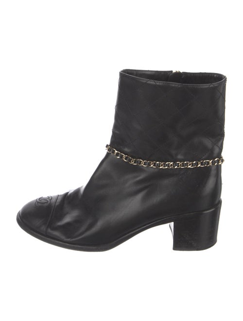 Chanel Calfskin Chain-Link Accents Boots