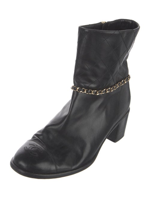 Chanel Calfskin Chain-Link Accents Boots