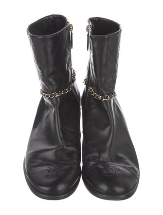 Chanel Calfskin Chain-Link Accents Boots