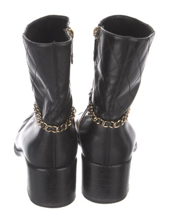 Chanel Calfskin Chain-Link Accents Boots