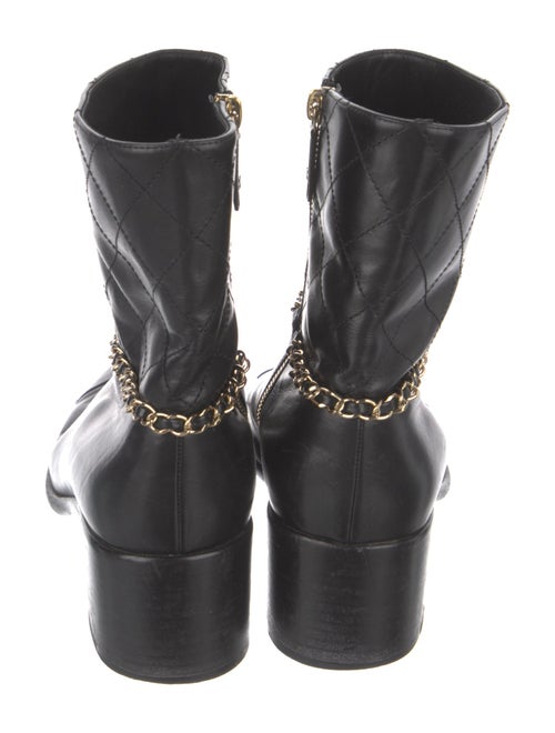 Chanel Calfskin Chain-Link Accents Boots