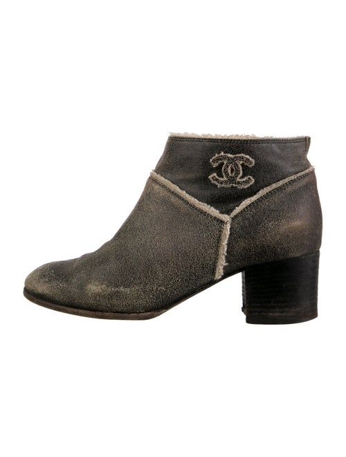 Chanel Interlocking CC Logo Suede Boots