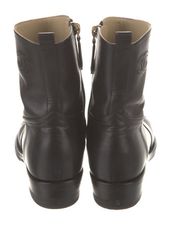 Chanel Interlocking CC Logo Leather Combat Boots