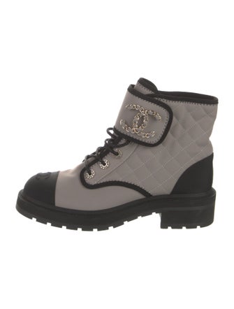 Chanel Interlocking CC Logo Neoprene Combat Boots
