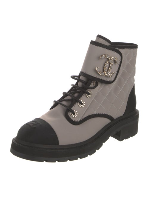 Chanel Interlocking CC Logo Neoprene Combat Boots