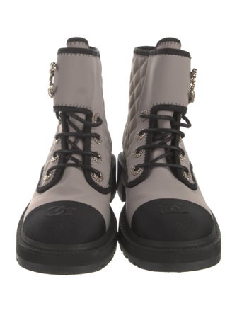 Chanel Interlocking CC Logo Neoprene Combat Boots