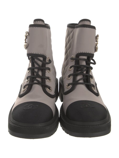 Chanel Interlocking CC Logo Neoprene Combat Boots