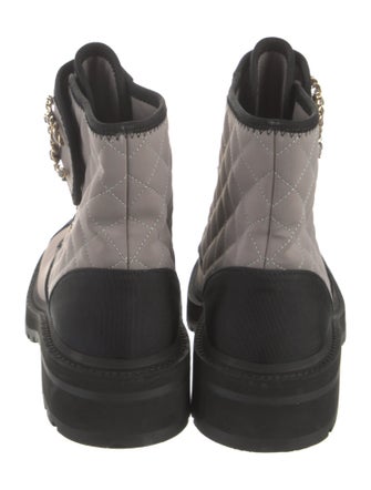 Chanel Interlocking CC Logo Neoprene Combat Boots