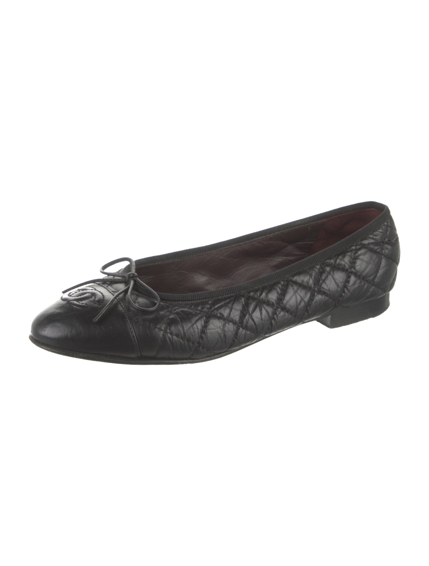 Chanel Interlocking CC Logo Leather Ballet Flats