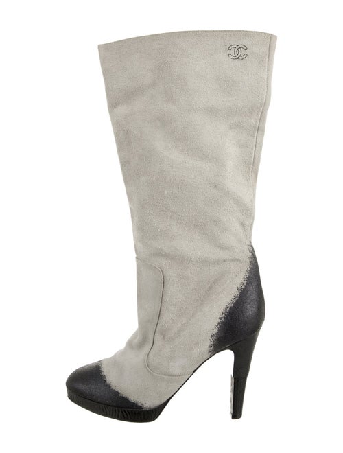Chanel Interlocking CC Logo Suede Boots