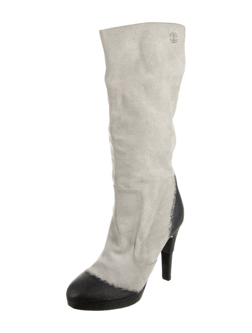 Chanel Interlocking CC Logo Suede Boots