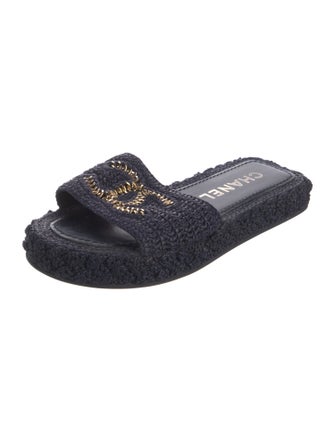Chanel Interlocking CC Logo Raffia Espadrilles