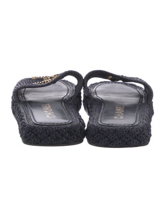 Chanel Interlocking CC Logo Raffia Espadrilles