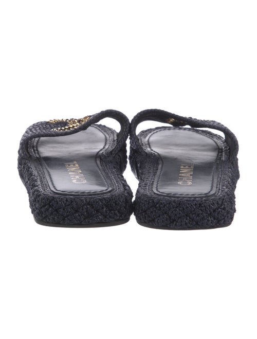 Chanel Interlocking CC Logo Raffia Espadrilles