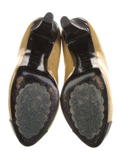 Chanel Patent Leather Colorblock Pattern Pumps