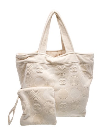 Chanel Terry Cloth CC Beach Towel Tote Set