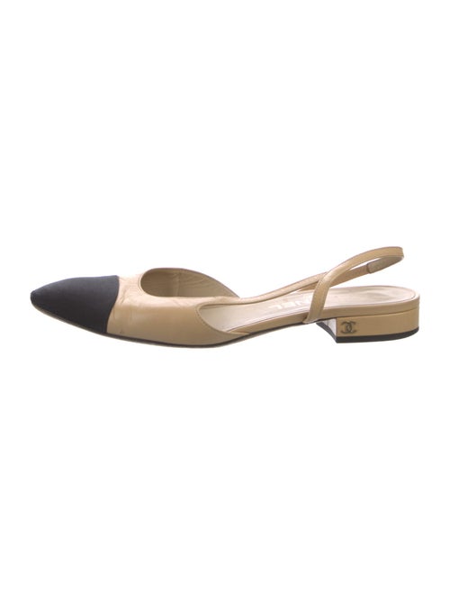 Chanel Interlocking CC Logo Leather Slingback Flats