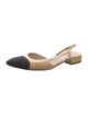 Chanel Interlocking CC Logo Leather Slingback Flats