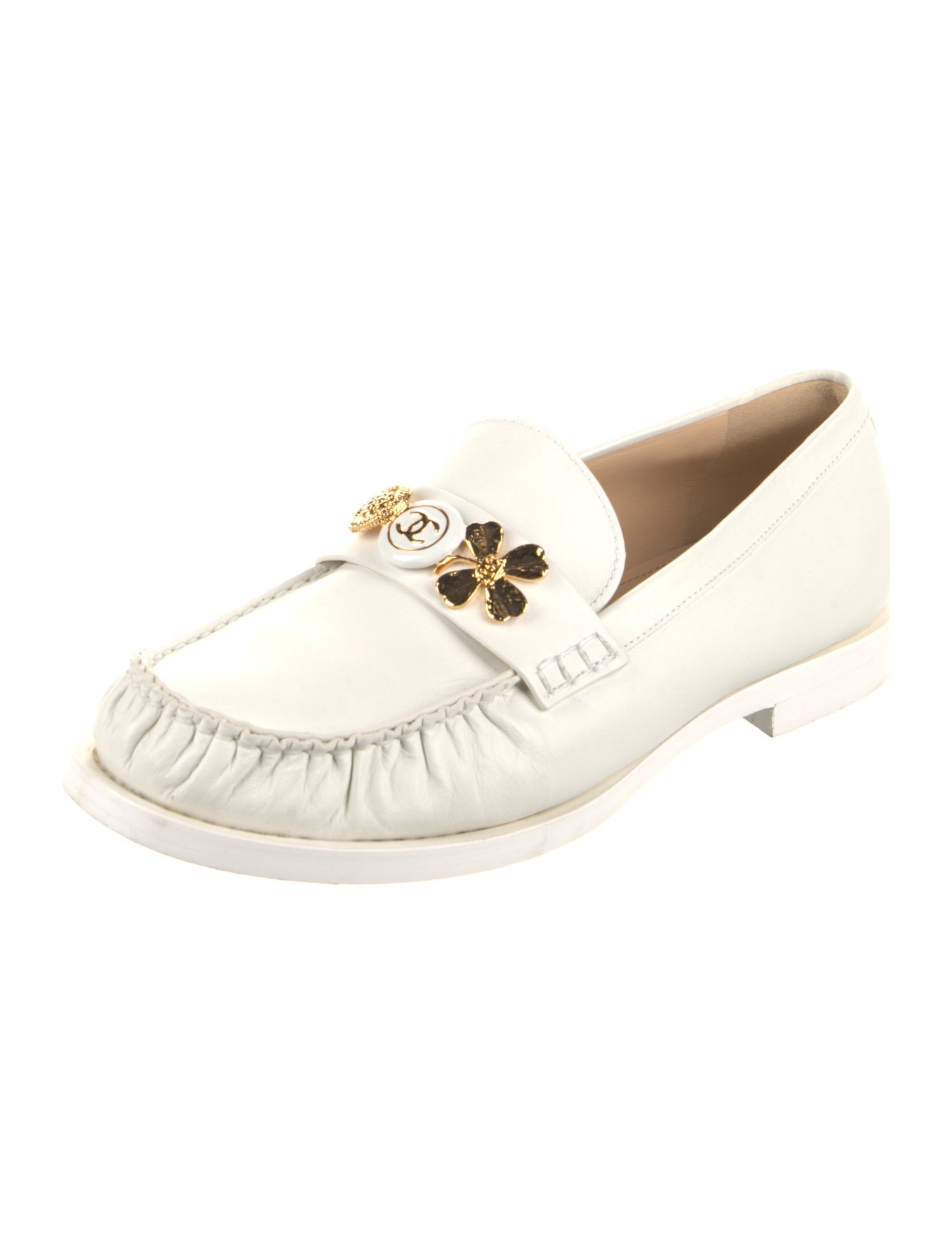 Chanel Interlocking CC Logo Leather Loafers