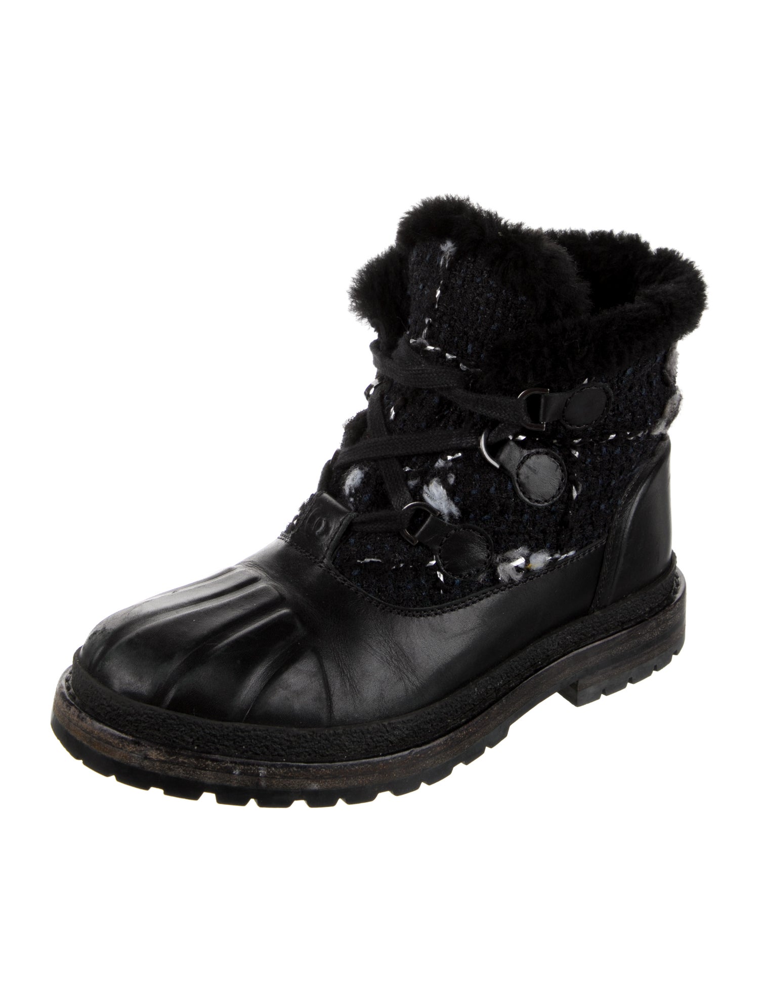 Chanel 2016 Interlocking CC Logo Combat Boots