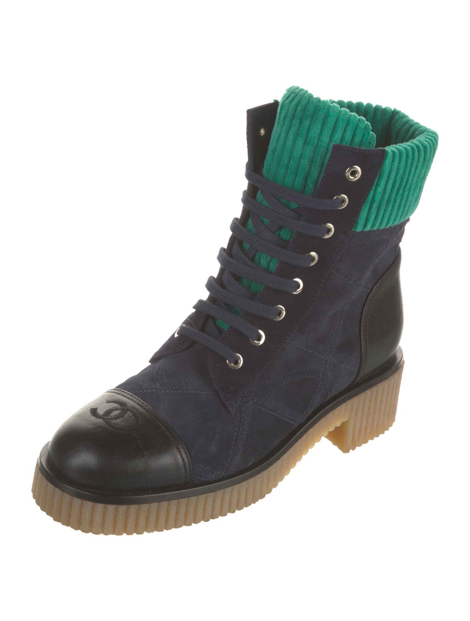 Chanel 2020 Interlocking CC Logo Combat Boots