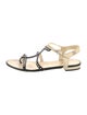 Chanel Interlocking CC Logo Lambskin T-Strap Sandals