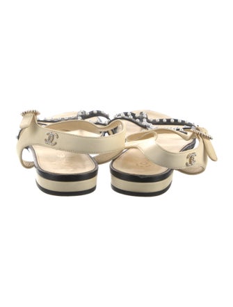 Chanel Interlocking CC Logo Lambskin T-Strap Sandals