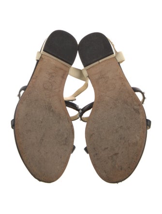 Chanel Interlocking CC Logo Lambskin T-Strap Sandals