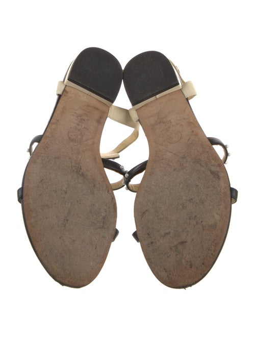 Chanel Interlocking CC Logo Lambskin T-Strap Sandals